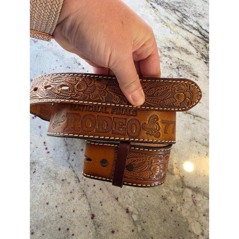 Vintage Tony lama leather rodeo belt‎ without buckle 32.5"